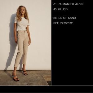 Zara High Rise Mom Fit Jeans - Sand